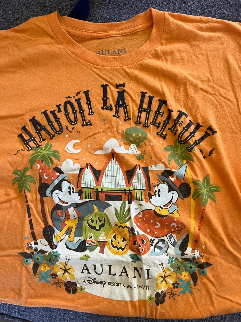 Aulani Orange Halloween Mickey & Minnie Short Sleeve Tee